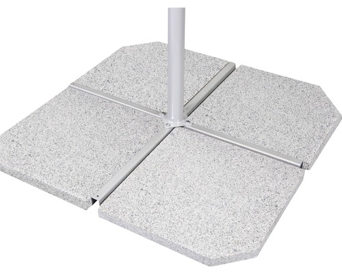 Stojan na slunečník se čtyřmi žulovými deskami a kovovým rámem