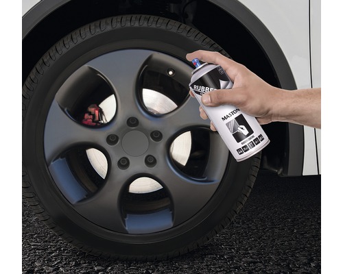 Sprej s gumovým nástřikem Maston k aplikaci na kolo automobilu