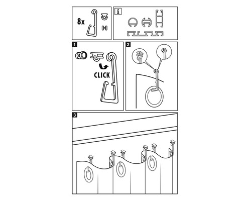Návod k montáži háčků a kroužků na záclony