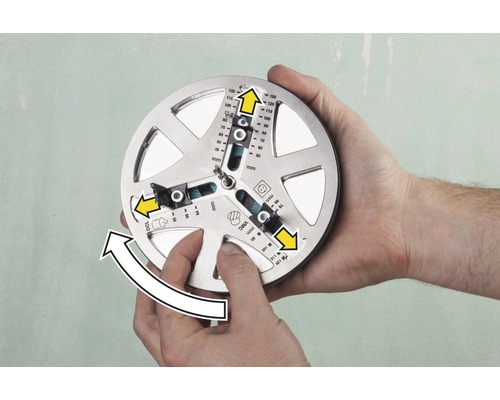 Vrtací šablona pro průměr vrtaného otvoru v použití