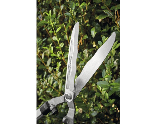 Nůžky na živý plot v akci před živým plotem