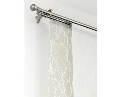 Dvojitá záclonová tyč s panelovými závěsy s designem stromu