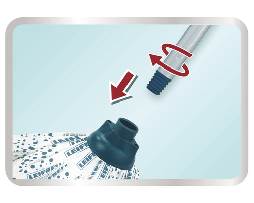 Mop s otočnou funkcí a šipkami znázorňujícími montáž