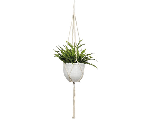 Makramé závěs na květináč bavlněný 120 cm bílý