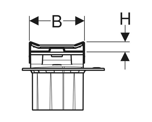 Technický výkres sifonu s údaji o šířce a výšce