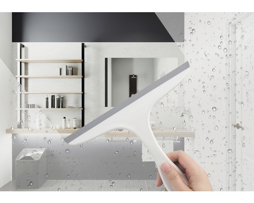 Koupelna s rukou a stěrkou na sklo pro čištění skla