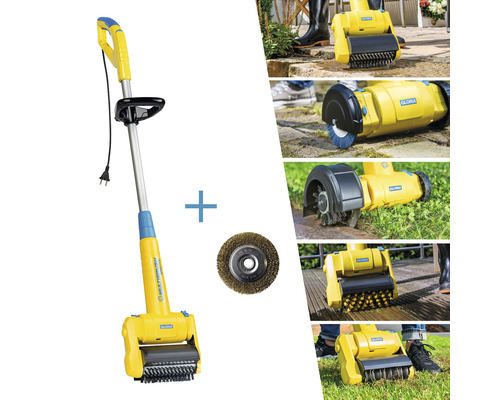 Elektrický kartáč na spáry s kartáčovým nástavcem k čištění povrchů