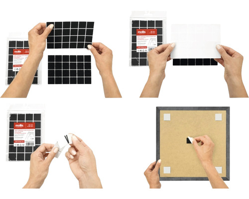 Montážní lepicí páska čtvercového tvaru pro upevnění předmětů