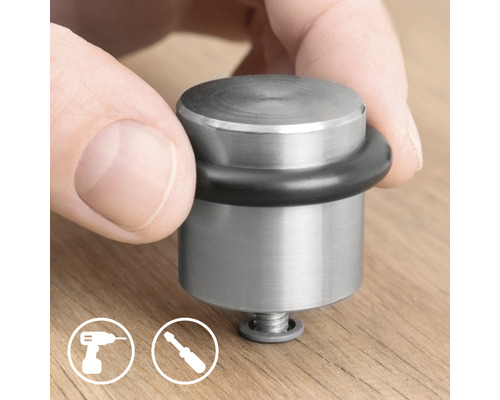 Kovový dveřní doraz s gumovým kroužkem a šroubem pro montáž