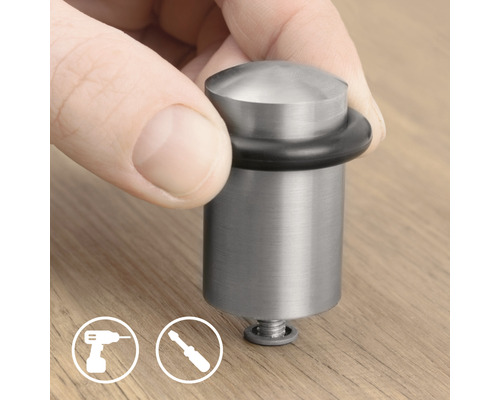 Kovový dveřní doraz s gumovým kroužkem a šroubem pro montáž