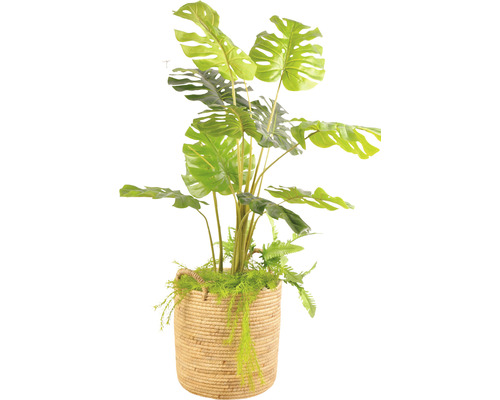 Umělá rostlina Monstera v pleteném košíku