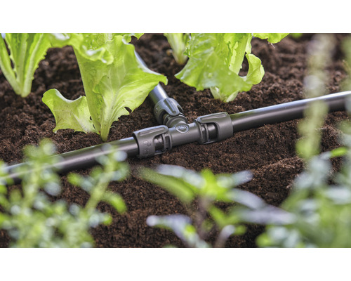 T-kus pro zavlažování v zahradním záhonu