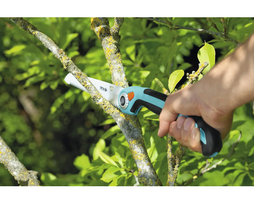 Zahradní pila používaná k prořezávání větve