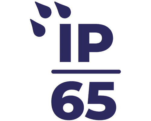 Označení stupně krytí IP65: ochrana proti tryskající vodě a prachu