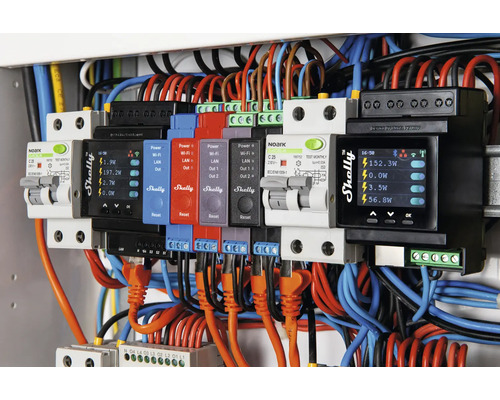 Instalace s komponentami Shelly a Noark v rozvaděči