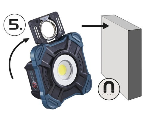 Pracovní lampa s otočným hákem a magnetickým držákem