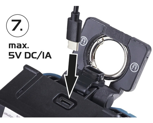 Nabíjení pracovní lampy pomocí USB kabelu