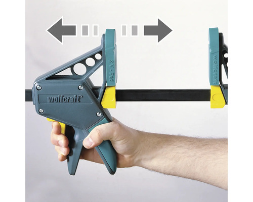 Jednoruční svěrka Wolfcraft v provozu