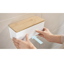 Nástěnný držák na kosmetické kapesníky s bambusovým víkem pro organizaci koupelny