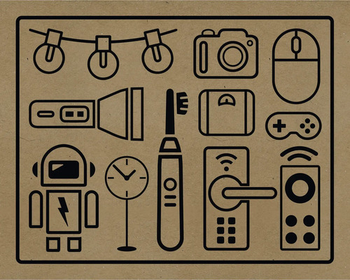 Ilustrace různých domácích potřeb