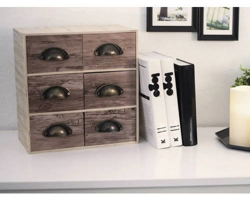 Komoda se šesti zásuvkami ve dřevěném designu s úchyty