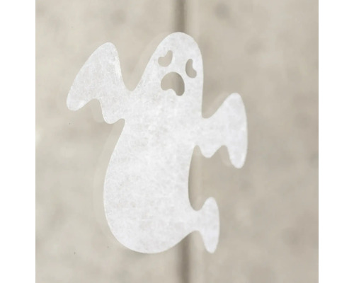 Bílá halloweenská okenní nálepka ve tvaru ducha