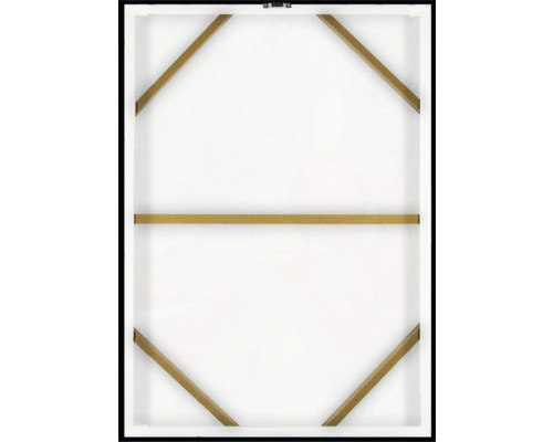 Zadní strana plátna s dřevěným rámem a závěsným zařízením