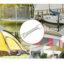 Příklady použití tažné pružiny s kruhovými oky pro trampolínu, stan, sluneční plachtu a loď