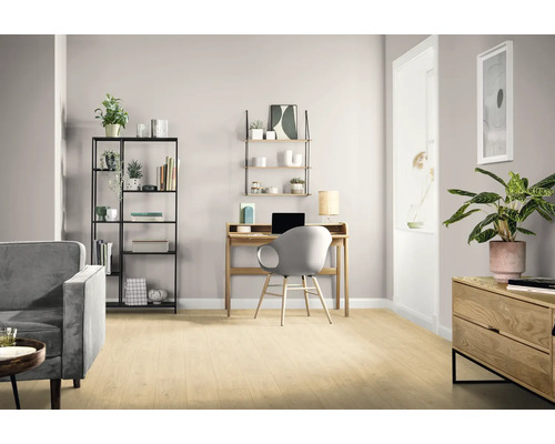 Zařízení s psacím stolem, židlí, policí a pohovkou ve světlé místnosti