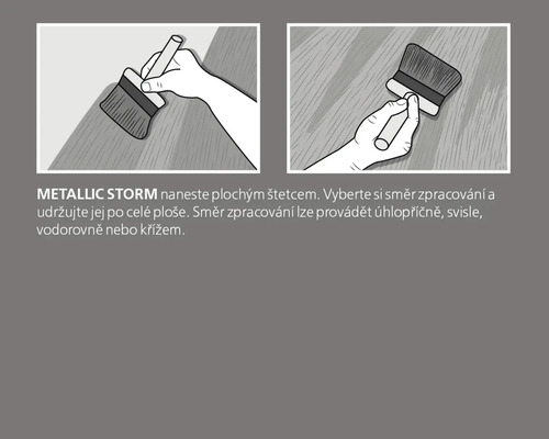 Ilustrace: Aplikace metalické barvy Metallic Storm plochým štětcem.