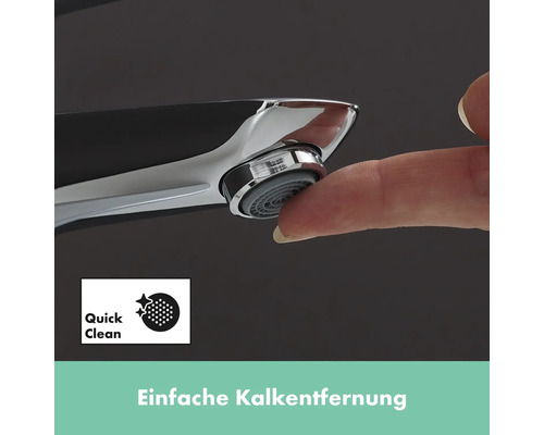 Detailní záběr baterie s funkcí Quick Clean a snadným odstraňováním vodního kamene