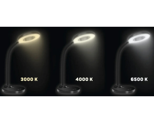 Ohebné LED světlo na čtení s různými hodnotami Kelvina