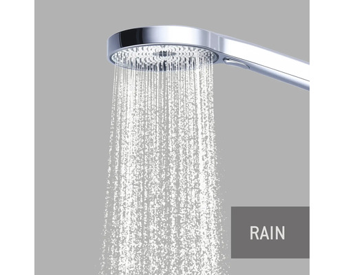 Ruční sprcha s dešťovou funkcí v provozu