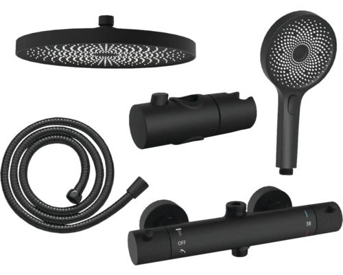 Sprchový systém s hlavovou sprchou, ruční sprchou, sprchovou hadicí a termostatickou baterií