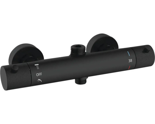 Černá termostatická sprchová baterie pro montáž na stěnu