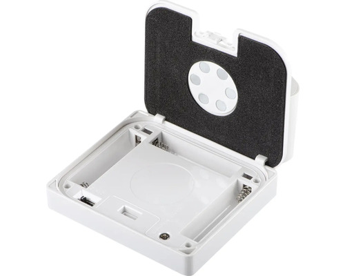 Otevřené bílé pouzdro pro nástěnný detektor pohybu s držákem baterie