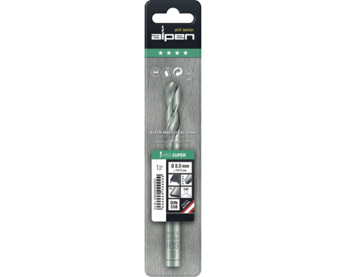 Alpen HSS Super spirálový vrták, 8 milimetrů