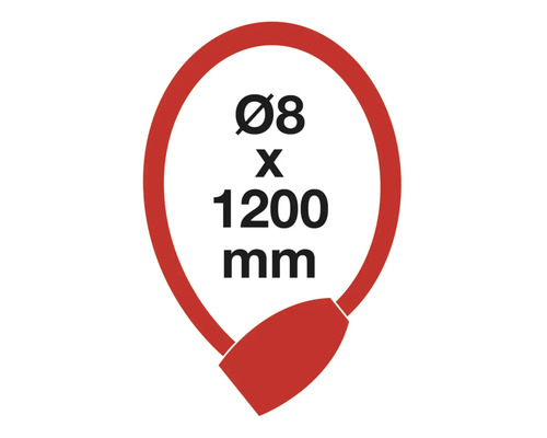 Zámek na kolo o tloušťce 8 milimetrů a délce 1200 milimetrů