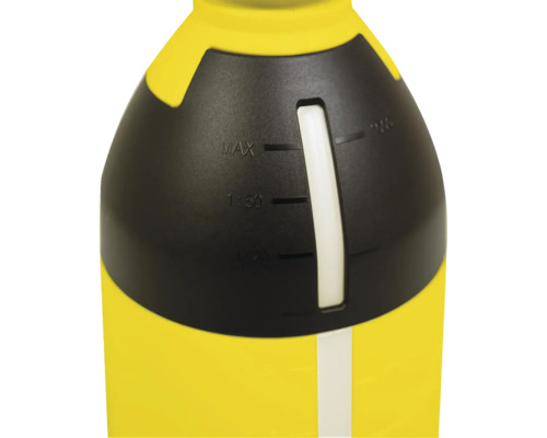 Detail žluté nádoby s ukazatelem hladiny