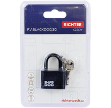 Visací zámek Richter Black Dog s klíčem v blistru