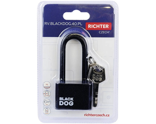 Visací zámek Blackdog s klíči v balení