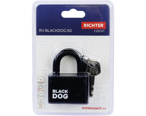 Visací zámek Richter Blackdog s klíči v balení