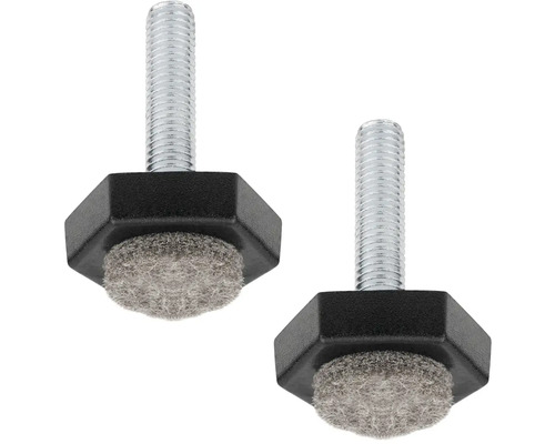 Dva nábytkové kluzáky se závitovým čepem a plstěnou kluznou plochou