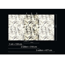 Ilustrace šířek tapet s dekorem listů