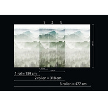 Fototapeta s horskou krajinou a údaji o velikosti