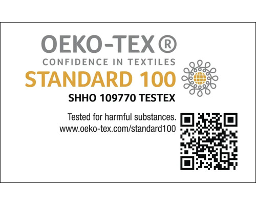 Známka OEKO-TEX Standard 100: Testováno na škodlivé látky.