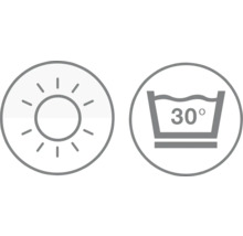 Symbol pro sluneční záření a teplotu praní 30 stupňů