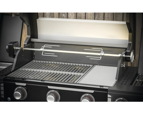 Plynový gril s otočným roštem pro rovnoměrné grilování