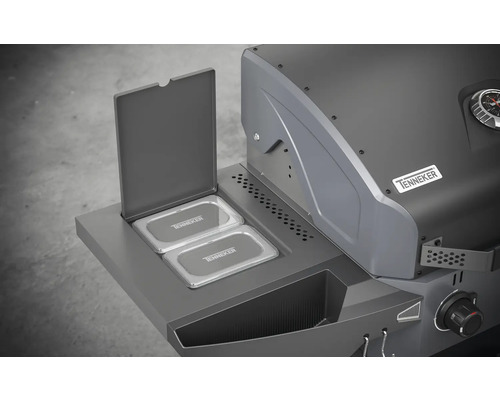 Gril Tenneker s otevřenou boční přihrádkou a dvěma nádobami