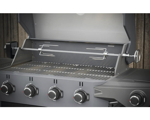 Plynový gril s otočným rožněm a grilovacím roštem